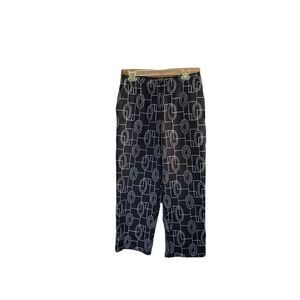 Talbots vintage black and white stretch embroidered flat front pants S/12